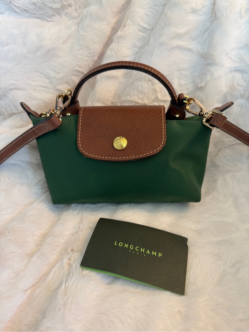 Longchamp Le Pliage Cosmetics Case in British Green